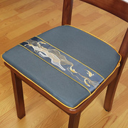 新中式刺绣马蹄形餐椅坐垫实木垫子家用红木餐桌椅子垫定制