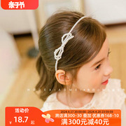 韩国儿童珍珠发箍女可爱发饰女童公主甜美气质蝴蝶结发卡头箍侧边