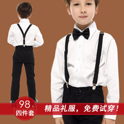 男童演出服主持人走秀朗诵合唱钢琴，表演礼服儿童，白衬衫黑裤子套装