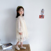 2023春夏韩版女童宝宝圆领长袖，连衣裙儿童气质淑女公主蕾丝裙