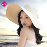 沙滩帽遮阳草帽大沿帽子女，夏天可折叠防晒太阳帽海边度假韩版百搭