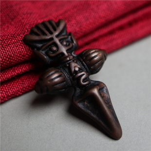 西藏天铁托甲十字金刚杵橛吊坠藏式手工复古做旧古铜项坠件