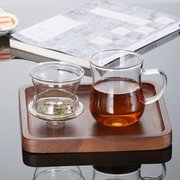 加厚过滤杯耐热玻璃杯子，三件式泡茶杯，带盖美体透明水杯