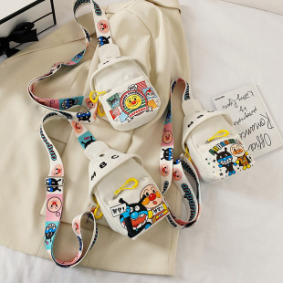 卡通小孩包包可爱小挎包时尚男女童韩版帆布儿童斜背包宝宝胸包潮