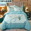 新中式100%纯棉四件套全棉卡通，60支四季款床单，被套床笠式床上用品