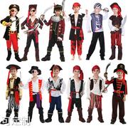 万圣节儿童海盗服装舞台舞会，表演出衣服，男童款加勒比海盗船长服装