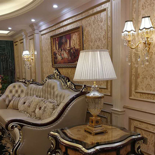 耀马欧式台灯客厅美式沙发角，几水晶床头灯大号奢华别墅卧室茶几灯