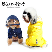 blueport宠物四脚雨衣，防水服装狗狗衣服中小型犬用安全防护大视野