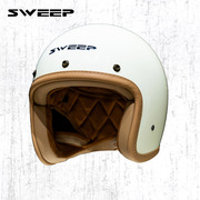SWEEP复古半盔玻璃钢摩托车头盔踏板四分之三盔小盔体玻璃钢巡航