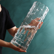 特大号圆形玻璃花瓶简约北欧落地透明直筒富贵竹水养客厅插花摆件