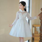 公主裙女童礼服白色2024洋气夏季女孩连衣裙蓬蓬纱裙儿童裙子