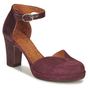Chie Mihara女鞋一字扣带中空优雅高跟鞋磨砂皮气质单鞋紫色春夏