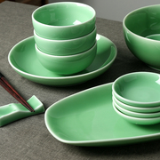 碗碟套装 家用青瓷餐具套装 简约中式陶瓷碗盘碟勺日式组合送礼瓷