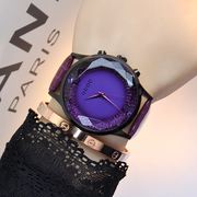 欧货大表盘士手表时装表女时尚圆形石英真皮黑色金属国产腕表