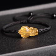 金发晶(金发晶)貔貅手链饰品，水晶财运貔貅手链发晶，钛晶手串开运礼物女款