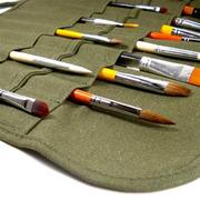 帆布绘画毛笔帘水粉笔袋，毛笔专用插笔袋，收纳袋画笔整理笔卷