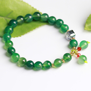 时尚玛瑙手链女绿色圆珠玉髓，手串精美玉手链，手饰珠宝玉石礼物饰品
