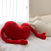 ins红色爱心抱枕柔软颗粒羊毛绒，沙发靠垫情人，节礼物婚庆床头靠枕