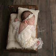 新生儿摄影服装头饰连身衣两件套影楼道具女宝宝婴儿月子照相衣服