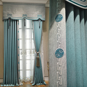 现代简约高档客厅遮光窗帘，轻奢大气新中式，卧室飘窗纯色定制窗帘布