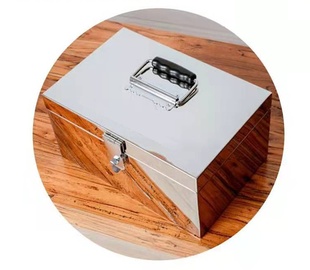 不锈钢收纳箱家用密码储物箱带锁存钱罐文件凭证整理箱收银钱箱子