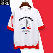 法国海军陆空军武装部队假两件短袖T恤衫男女5五分袖半袖中袖衣服