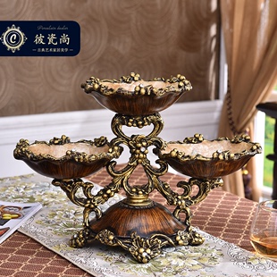 欧式复古多层干果盘分格创意糖果盘家用美中式客厅茶几摆件装饰品