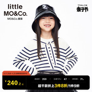 littlemoco童装，女大童春秋装洋气，儿童海军风条纹针织衫上衣女孩