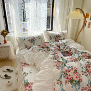 田园风法式四件套纯棉床裙款公主，风碎花被套全棉床罩式床上用品