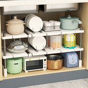 厨房可伸缩下水槽置物架，橱柜内分层架厨柜，储物多功能锅架收纳架子