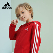 adidas阿迪达斯童装男女童，套装春秋运动服洋气大红色，儿童连帽外套
