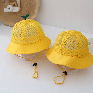 儿童帽子夏季网眼，防晒遮阳帽宝宝春夏，幼儿园渔夫帽男女学生小黄帽