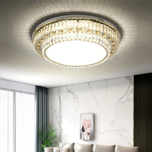 轻奢水晶灯圆形客厅吸顶灯长方形，2023年简约现代家用卧室主灯