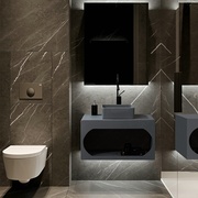 北欧人造石浴室柜组合一体洗手盆，柜挂墙式卫生间，洗漱台盆柜水泥灰