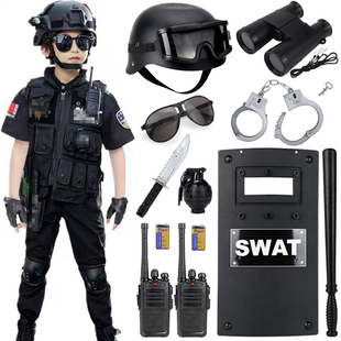 儿童小警察玩具套装黑猫警长，对讲机男孩特种兵，作战装备声光玩具