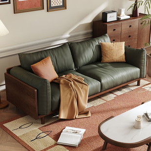 北欧实木沙发全实木复古沙发新中式日式小户型白蜡木胡桃木色三位