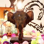 东南亚家居饰品 创意大象雕刻摆件 泰国工艺品大象台灯摆件