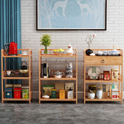 实木置物架可移动客厅落地式楠竹推车厨房收纳柜多层简易茶叶架子