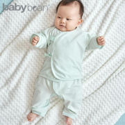 babybean亲豆新生儿内衣男女宝宝和服上衣开档裤子套装天茶提花