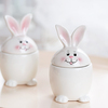 超萌 可爱家居装饰品摆件创意戒指收纳盒瓶白兔首饰盒 兔子小罐子