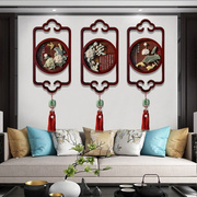 客厅四联梅兰竹菊装饰画新中式餐厅，挂画沙发背景墙浮雕画乔迁送礼