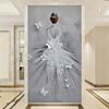 手绘抽象油画墙纸芭蕾舞者，个性壁画欧式走廊玄关婚纱服装店壁纸