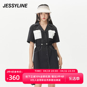 jessyline夏季女装 杰茜莱时尚黑色西装连衣裙 324211421