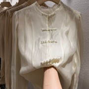 欧货天丝法式衬衫女春季2023设计感小众民族风高级感宫廷上衣