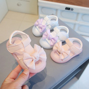 夏季蝴蝶结女宝宝凉鞋0-1岁2包头软底学步鞋6-12个月，公主3婴儿鞋