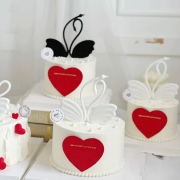 网红2.14情人节装饰白色黑色小天鹅情侣，告白表白蛋糕装扮插件