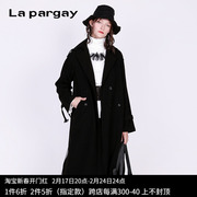 lapargay纳帕佳2023女装，外套中长款网纱拼接设计感风衣外套女