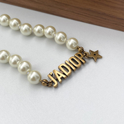 奥米迪奥字母珍珠星星锁骨链欧美复古做旧气质choker颈带项链