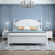白色美式实木床欧式床现代简约1.8米卧室轻奢田园1.5米公主床婚床