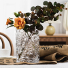 立体岩纹玻璃花瓶简约现代网红鲜花瓶，高扁平(高扁平)轻奢餐桌插花水晶摆件